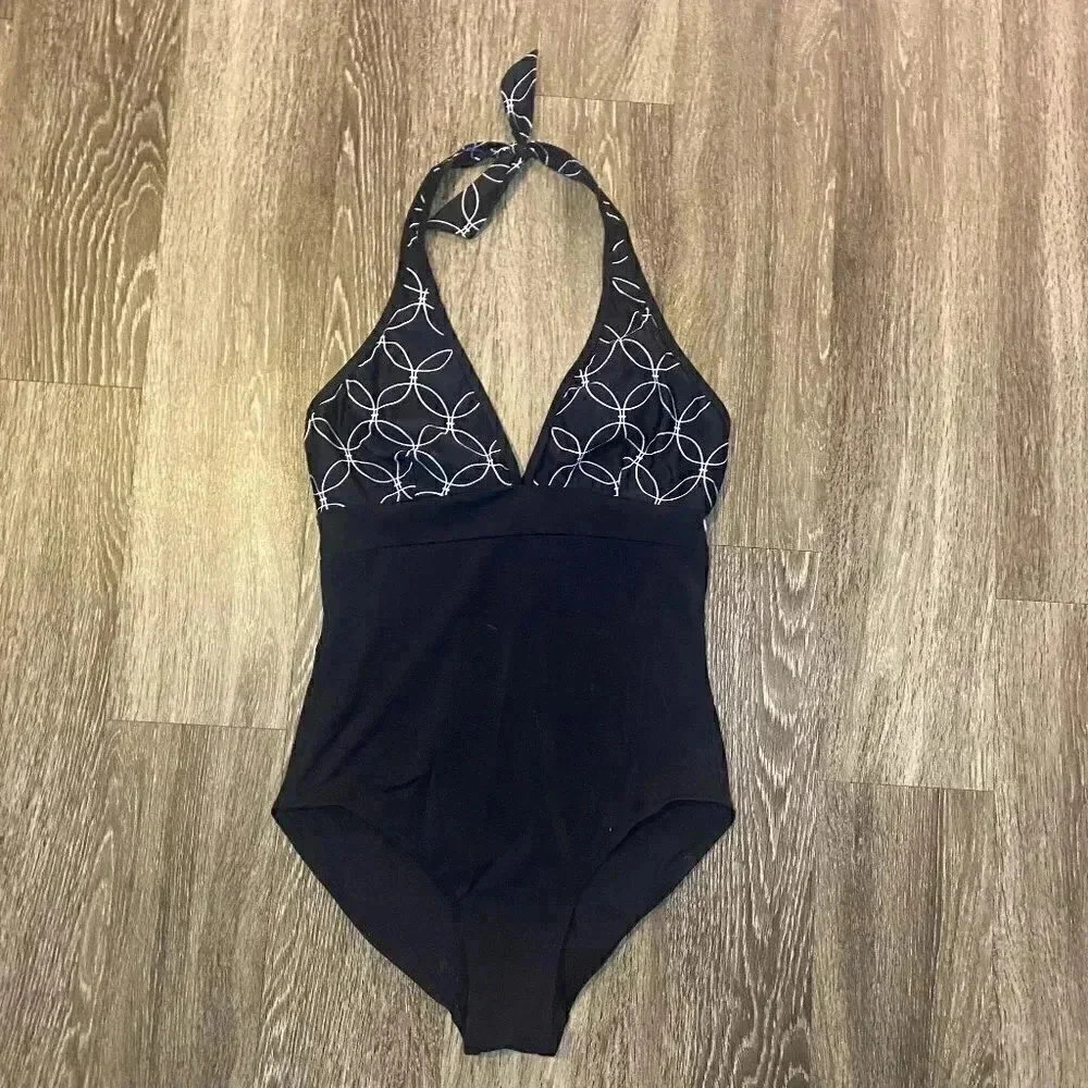 Womens Contour Black One Piece Swimsuit - 12